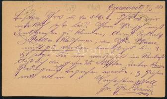 1880 2kr díjjegyes levelezőlap / 2kr PS-card "CZERNOWITZ" - "WIEN"