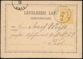 1872 2kr díjjegyes levelezőlap / PS-card "ORCZIFALVA"