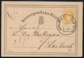 1870 2kr díjjegyes levelezőlap / 2kr PS-card "KARLOVAC - KARLSTADT" - Laibach