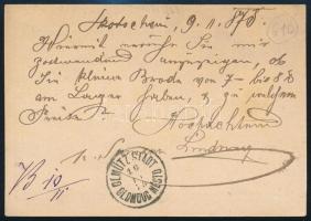1878 2kr díjjegyes levelezőlap / 2kr PS-card "SKOTSCHAU" - "OLMÜTZ STADT"