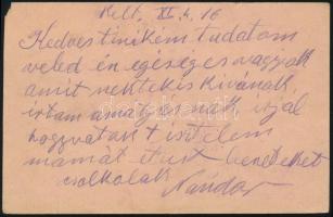 1916 Tábori posta levelezőlap / Field postcard "S.M.S. SZAMOS"