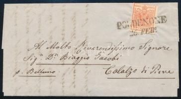 1857 15 centes levélen / on cover "PORDENONE"