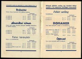 1936 Schwarz Lajos Kft. szőrmeáruk árjegyzéke 1936-1937. évre, 8p