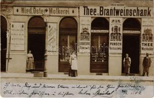 1904 Wien, Vienna, Bécs; Nied. Öster. Molkerei, Thee u. Branntweinschank Julie Rosset. Schüttelstraß...