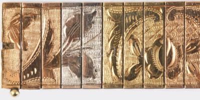 cca 1920 Arany (Au) karkötő, sárga-, rozé- és fehérarany elemekből, jelzett, 1902-1937 közötti behoz...