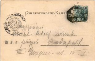 1901 Mürzzuschlag (Steiermark), Peter Rosegger mit seinem alten Lehrmeister im Rosegger-Stübl / Pete...