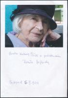 Danuta Szaflarska (1915-2017) lengyel színésznő autográf aláírása és sorai nyomtatott képen / Autograph signature of Danuta Szaflarska (1915-2017) Polish actress