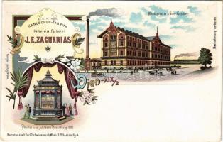 1899 Wien, Vienna, Bécs; Nussdorf, J. E. Zacharias k.u.k. Hof-Handschuh-Fabrik Gärberei &amp; Fä...