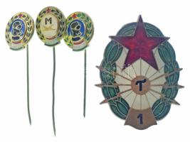 1970 k. 4db-os "MHSZ" jelvénytétel, benne búvár, repülő és távírász T:AU