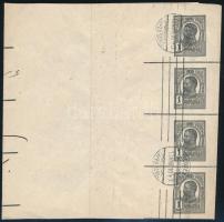 1910 4 összefüggő díjjegyes címszalag Magyarországra / Unit of 4 wrappers to Hungary