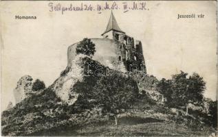 Homonna, Humenné; Jeszenői (Várjeszenő) vár / Jasenov castle + "K.u.K. Militärzensur Sitz der K...
