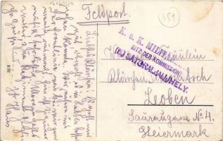 Homonna, Humenné; Jeszenői (Várjeszenő) vár / Jasenov castle + "K.u.K. Militärzensur Sitz der K...