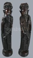 Nagyobb méretű keleti rezin szobor pár, m: 42 cm