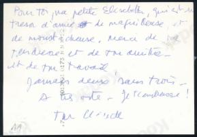 Claude Rich (1929-2017) César-díjas francia színész autográf aláírása és sorai őt ábrázoló fotón, 10x15 cm / Autograph signed photo of Claude Rich (1929-2017) French actor