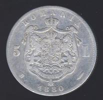 Románia 1880. 5L Ag variáns "név a nyak alatt" T:3 ph