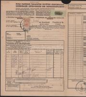 1941 Hajóraklevél / Bill of lading "PÁRKÁNY MOTOROS"