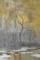 Bánsághi Vince (1881-1960): Atmoszférikus táj. Olaj, vászon, jelzett. Restaurált. Apró felületi sérü...