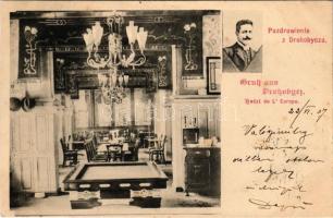 1907 Drohobych, Drohobycz, Drohobics (Galicia, Galizien); Hotel de l'Europe, restaurant interio...