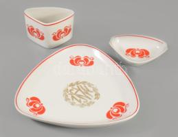 Hollóházi asztali dohányzó szett az Atlétikai Szövetség logójával, d: 16 cm