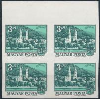 1973 Tájak-városok 3Ft vágott ívszéli négyestömb (ujjlenyomatok) / imperforate margin block of 4 (fi...