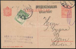 1918 Cenzúrázott levelezőlap céglyukasztásos bélyeggel / Censored PS-card with perfin stamp