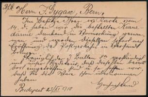 1918 Cenzúrázott levelezőlap céglyukasztásos bélyeggel / Censored PS-card with perfin stamp