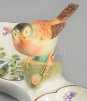 Herendi zöldség mintás, madaras aufsatz, asztalközép. Kézzel festett, jelzett, hibátlan 34 cm