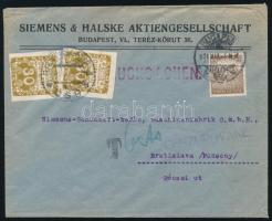 1921 Cenzúrázott levél Pozsonyba portózva / Censored cover with postage due