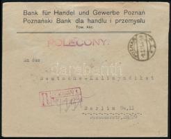 1925 Ajánlott levél Berlinbe elfogazott hármascsíkkal / 20gr stripe of 3 with shifted perforation on...