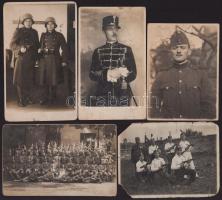 cca 1920-1945 Vegyes katonai fotó tétel, 5 db, sérülésekkel, 11,5×8,5 cm és 9×14 cm