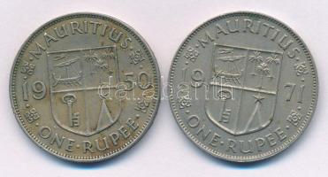 Mauritius 1950. 1R Cu-Ni "VI. György" + 1971. 1R Cu-Ni "II. Erzsébet" T:XF Mauritius 1950. 1 Rupee Cu-Ni "George VI" + 1971. 1 Rupee Cu-Ni "Elizabeth II" C:XF Krause KM#29.1, KM#35.1