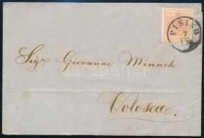 1857 3kr levélen / on cover, "PISINO" - "VOLOSCA"