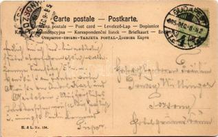 1905 Krampusz oldalkocsis motorkerékpárral és asszonnyal / Krampus riding a motorcycle with lady in ...