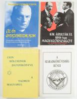 Vegyes könyvtétel, 4 db: Prohászka Ottokár: Az én antiszemitizmusom, Marschalkó Lajos: Kik árulták el 1918-ban Magyarországot?, Cion bölcseinek jegyzőkönyvei / A Talmud magyarul, A szabadkőművesség bűnei.