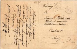 Kolozsnéma, Klízska Nemá; Gemeindehaus, Donauzeile, Elisabethbrücke, Kastell / Községháza, Dunasor, ...