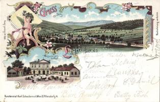 Laab im Walde with the Restaurant of Weisenberger litho