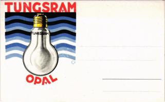 Tungsram Opal villanykörte Art Deco reklám képeslapja / Hungarian Art Deco light bulb advertisement ...