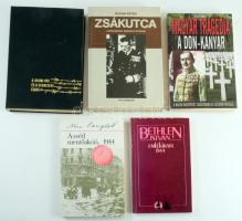 Vegyes könyvtétel, 5 db: Bokor Péter: Zsákutca, Vécsey Aurél: Magyar tragédia: A Don-kanyar, Nina Langlet: A svéd mentőakció, 1944., Bethlen István emlékirata 1944, Ölvedi Ignác: A budai vár és a debreceni csata.