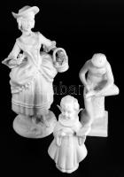 3 darab biszkvit porcelán figura, közte Schaubach kunst, egyik sérült, m: 18 cm alatt