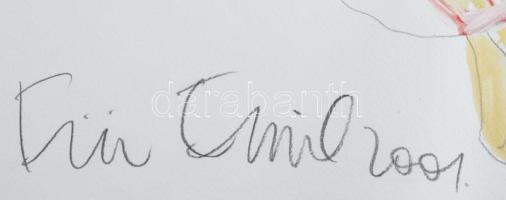 Für Emil (1967-): Angyal és ördög, 2001. Ceruza, akril, papír, jelzett, 37,5×52,5 cm
