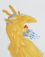 Für Emil (1967-): Angyal és ördög, 2001. Ceruza, akril, papír, jelzett, 37,5×52,5 cm