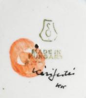 9 darab magyar porcelán figura, közte Zsolnay madár, Drasche hal, Hollóházi sirályok, stb