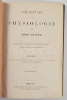 Brücke, Ernst: Vorlesungen über Physiologie 1-2. köt egybe kötve. Physiologie des Kreislaufs, der Ernährung, der Absonderung, der Respiration und der Bewegungserscheinungen unter dessen Aufsicht nach Stenographischen Aufzeichnungen herausgegeben - Wien, 1874 Wilhelm Braumüller VI, 511p, IV, 321p, Korabeli félbőr kötésben-
