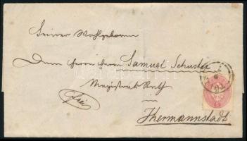 ~1863 5kr levélen / on cover "TÖVIS" - "HERMANNSTADT / Abends"