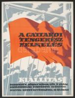 1958 Fery Antal (1908-1994): A cattaroi matrózfelkelés 40-ik évfordulójára rendezett kiállítás plakátja, Magyar Hirdető, [Bp.], Állami Nyomda, üvegezett keretben, hajtott, javított, 71x51 cm