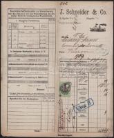 1909 Hungária gőzös szállítólevél 5kr illetékbélyeggel "Vácz"