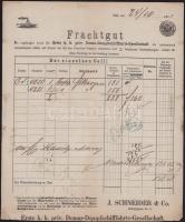 1909 Hungária gőzös szállítólevél 5kr illetékbélyeggel "Vácz"