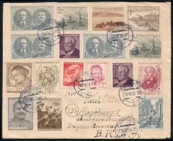 1953 Levél 36 db bélyeggel / Cover with 36 stamps to Germany