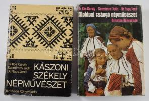 2 db - Kós-Szentimrei-Nagy: Moldvai csángó népművészet. + Kós-Szentimrei-Nagy: Kászoni székely népművészet. Bukarest, Kriterion. Kiadói egészvászon kötés, kopott papír védőborítóval.