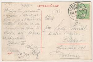 1912 Miava, Myjava; Horny konec / Felvég, utcakép, fahíd / street view, wooden bridge (EK)